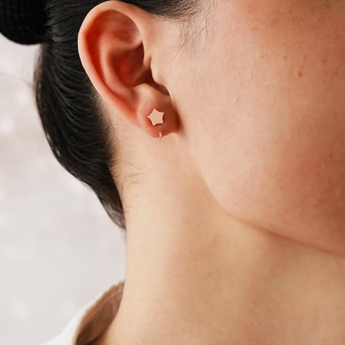 Image of CHIC & ARTSY 925 Sterling Silver Half Hoop Earrings for Women, Small Huggie Hoops Set with Ball Bar Star Moon Cross & Pearl, Lightweight Comfort Fit Everyday & Sleep Earrings