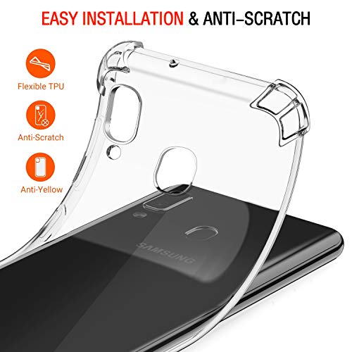 Image of Lustree Back Cover Transparent Case Compatible with Samsung Galaxy M10 | Clear + TPU Case with 4 Corner Air Cushion Protection & Camera Protection | Slim& Stylus Cover