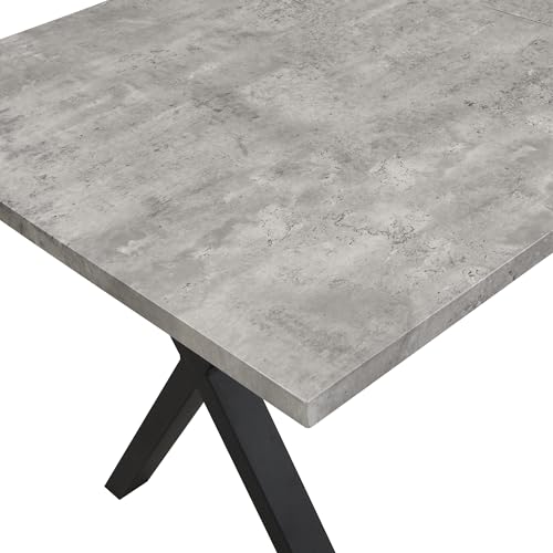 Table à manger rectangulaire moderne 140cm structure marbre gris et noir