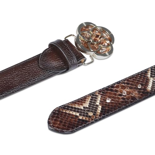CUADRA Women's Belt Featuring a Unique blend of Genuine Python and Bovine Leather Brown CDA32PH2
