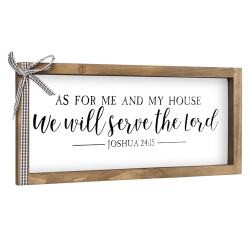 pechpell As for Me and My House We Will Serve the Lord Wall Decor, 11.8x6 Inch Wooden Bible Verses Sign Scripture Wall Art, Entryways Above Door Prayer Room Bedrooms Table Shelf Decorations for Home
