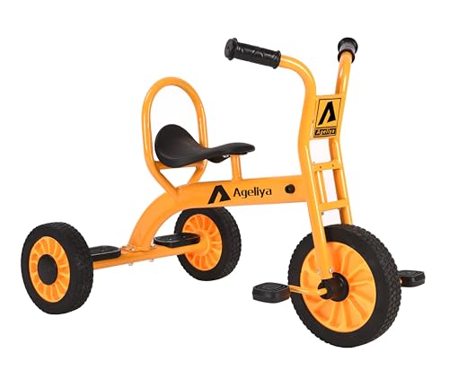 Kids Tricycle for Preschool Ages 3+, Ideal Outdoor Playground & Daycare Yard Trike, Durable Metal Pedal Trike, Sturdy Carbon Steel Frame, Solid Rubber Wheels, for Boys and Girls