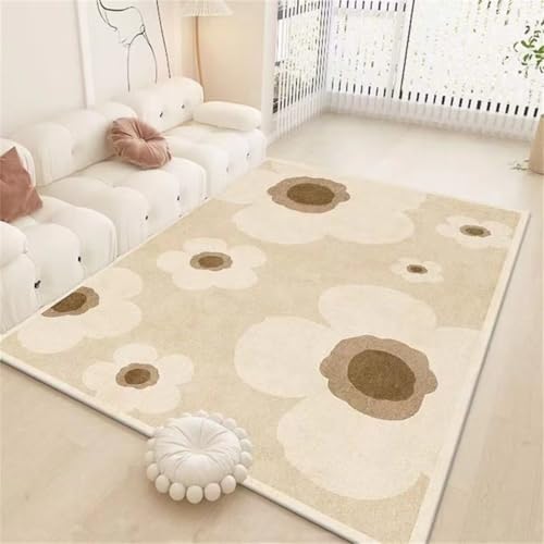 Tapis de salon lavable 160x230cm au motif floral élégant pour chambre d'adulte