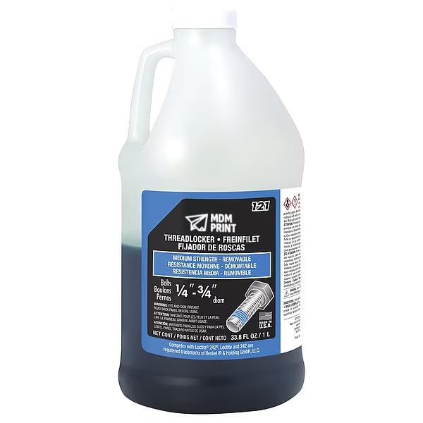MDMprint Threadlocker, Blue, Medium Strength, Liquid, 1 L Bottle