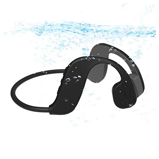 AQUYY Öppen öron simning Bluetooth5.0 hörlurar, IP68 vattentät 32 GB MP3 musikspelare, trådlösa sport hörlurar benledning headset för löpning körning cykling svart 32G