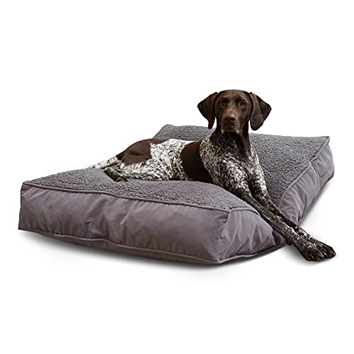 Happy Hounds Buster Deluxe Sherpa Hundebett, rechteckig, Größe M, Grau