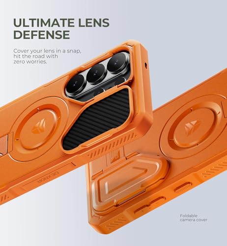 Image of Dexnor for Samsung Galaxy S26 Ultra Case with Camera Cover & Adjustable Kickstand & Screen Protector, Compatible with MagSafe, Rugged Shockproof Bumper Cases Magnetic Protective Cover(2026),Orange