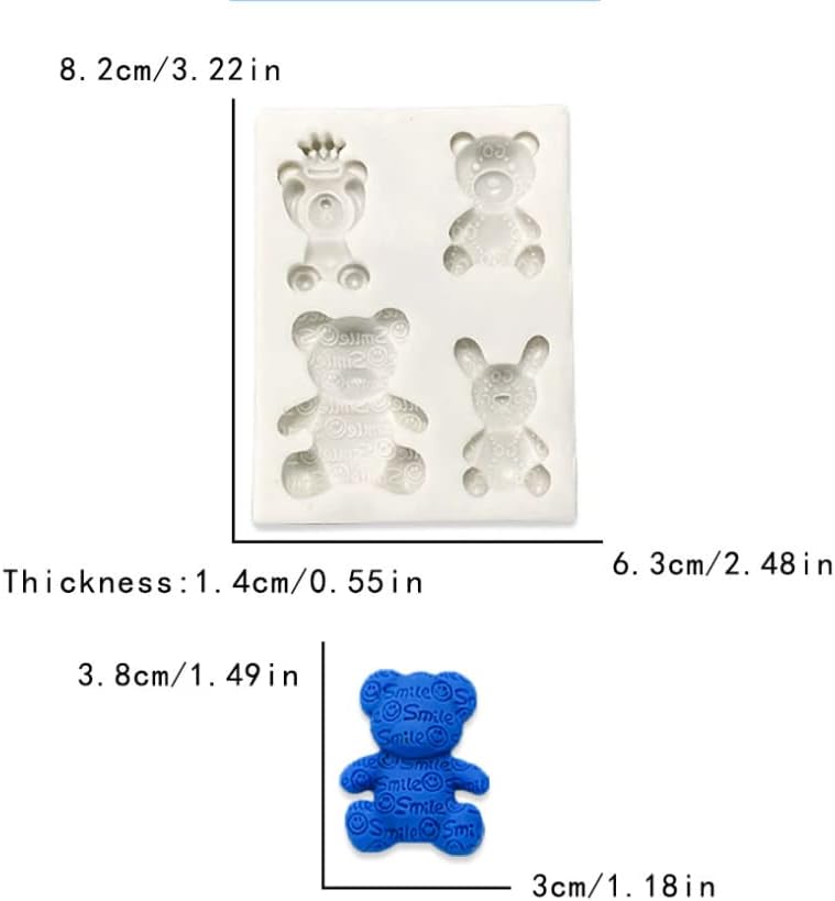 Miniatura 7 de Anyana Molde de silicona para fondant de oso 3D, molde de galletas, caramelo de chocolate, azúcar, artesanía, goma de mascar, molde de jabón de