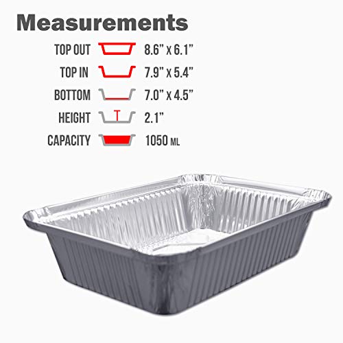 (60 Pack) Premium 2.5-Lb Takeout Pans With Lids - 8.6" X 6.1" X 2" L Heavy Duty Disposable Aluminum Foil For Catering Party Meal Prep Freezer Drip Pans Bbq Potluck Holidays #TOP3