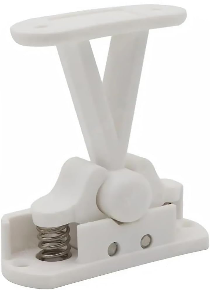 Caravan Static Door Retainer Catch Heavy Duty White Extended Motorhome Door Stops Latch with Stainless Steel Springs Vi/va T Type Plastic Holder Clip for RV Camper Boat Locker Keep Stop