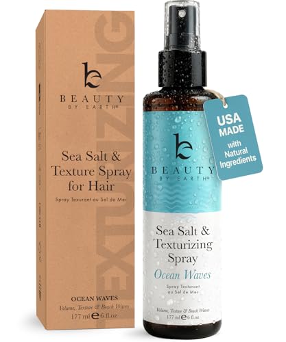 Beauty by Earth Sea Salt Spray for Textured Beach Waves & Volume - USA Made with Organic Ingredients, Texturing and Volumizing Spray for Fine Hair for Men & Women
