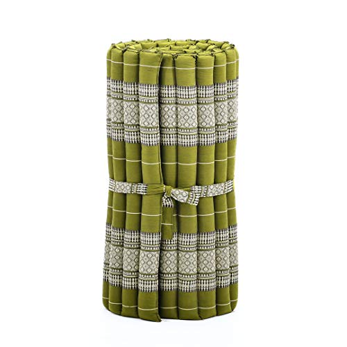 Image of Leewadee - Foldable Floor Mattress - Japanese Roll Up Futon -Trifold Tatami Mat- Guest Floor Bed - Camping Mattress - Thai Massage Mat, Kapok Filled, 75 x 28 inches, Green