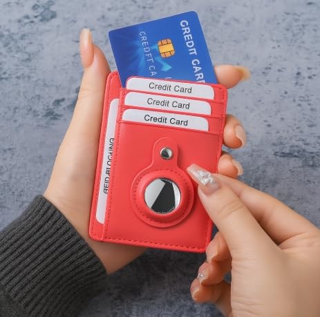 Slim RFID Blocking Card Holder Wallet with Built-in AirTag Case Clip – Front Pocket Leather Wallet for Unisex2