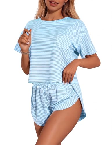 Image of Ekouaer Womens Pajama Sets Sexy Lounge Sets Side Split Short Pj Sets Cute Pjs 2 Piece Comfy Sleepwear Loungewear