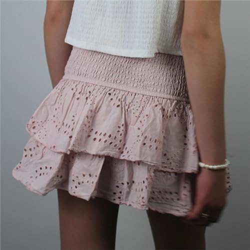 Sastianaen Women Y2k Ruffle Mini Skirt Flowy Layered Short Skirt Boho High Waist A Line Skirt Cute Skirts for Teen Girls4