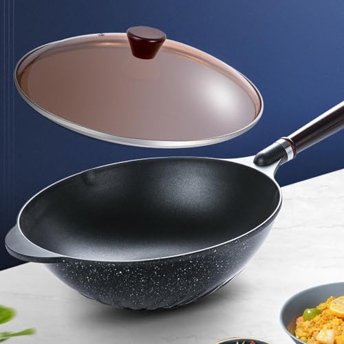 Wok antiadherente de aluminio con tapa 13.4 pulgadas miniatura 2