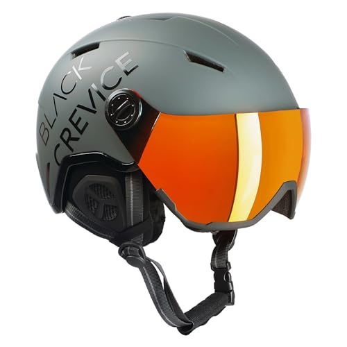 BLACK CREVICE Skihelm Vail I Skihelm mit Visier im Pilotenstyle I Skihelm Herren & Damen I Skihelm...