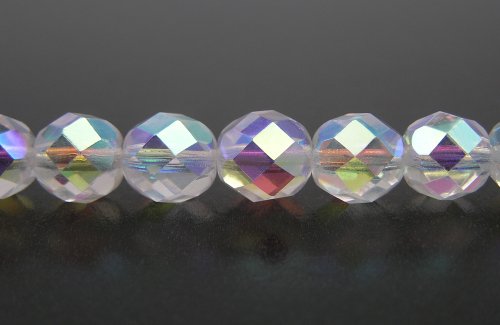 6Mm (204) Crystal Ab2X Fully Coated, 3X16In Strands, Czech Fire Polished Round Faceted Glass Beads #TOP4
