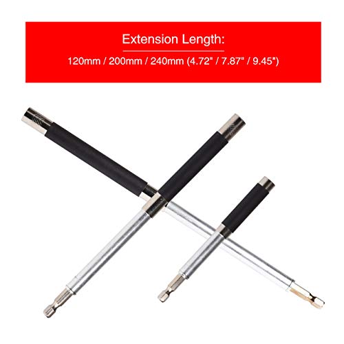 Katur Quick Release Magnetic Screwdriver Extension Bit Holder, 1/4 Inch Hex Shank Connection Rod Adapter, Magnetic Shock Adapter For Nuts Drill And Handheld Driver 80-120Mm,120-200Mm,140-240Mm #TOP4