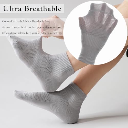 Men's Mesh Ankle Thin Socks (5-Pairs) - 95% Cotton Breathable, Stretch Fit Everyday Socks Casual - Size Fit 6-122