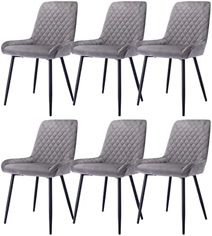 Bonzyhome Dining chairs, Velvet Dining Chairs Set of 4 with Metal Legs, Grey Dining Chairs for Living Room (Set of 4,Classic-dark grey)
