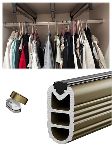 頑丈なワードローブレール、1.6〜5.6フィート、アルミ合金製壁掛け衣類ハンガーバー、家庭用クローゼットおよび商業用(ガレージ、店舗、ランドリールーム)(Gold,55cm/1.80ft)