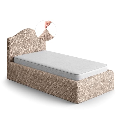 PAULATO Husse für Einzelbett über das Kopfteil und Grundgestell rüberziehen, Husse für Boxspringbetten 80-130cm Mikrofaser, bi-elastisches, kratzfestes und maschinenwaschbares Gewebe Made in Italy