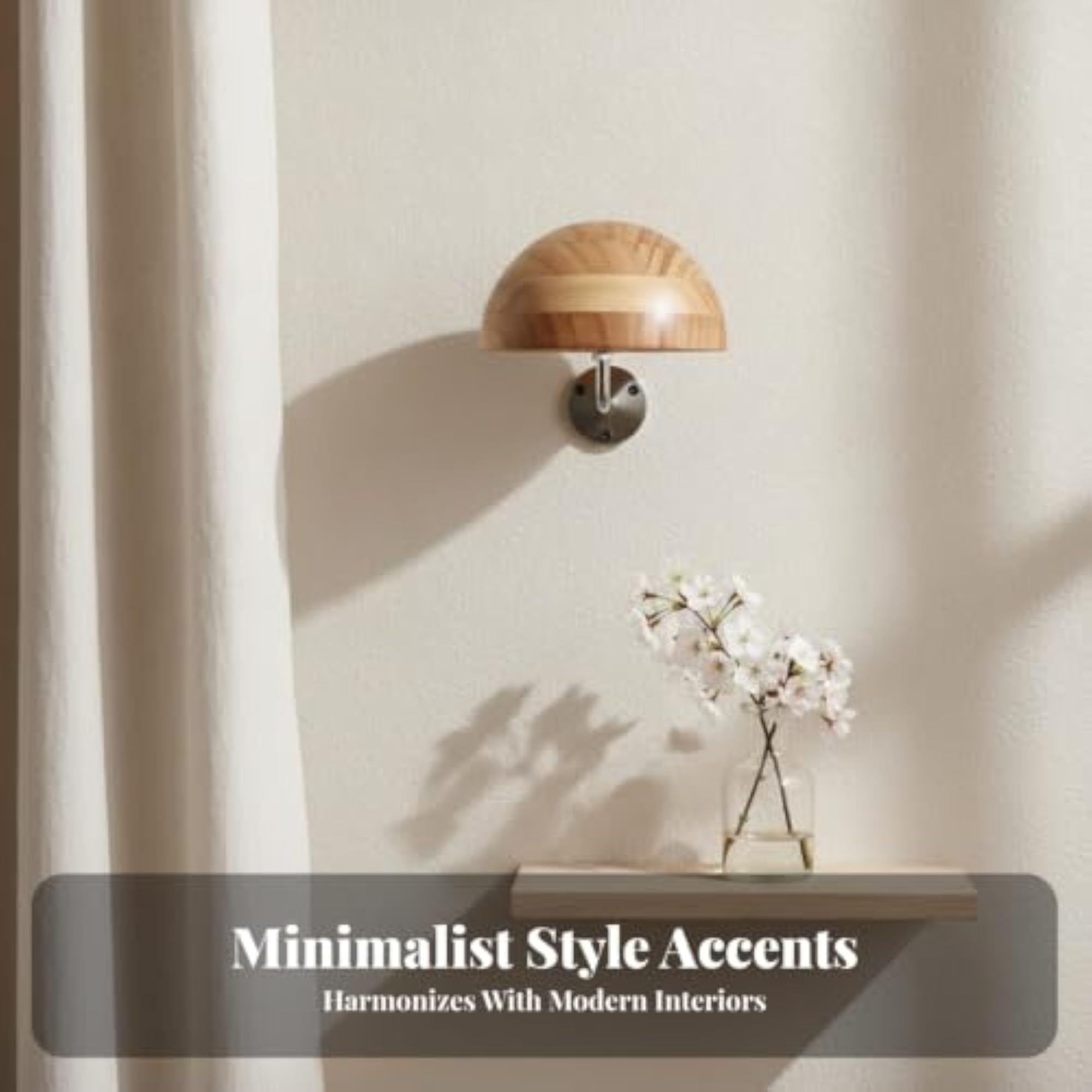 Wooden Hemispherical Wall-Mounted Hat Rack with Metal Hook