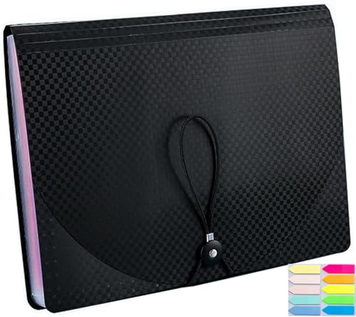 Carpeta de documentos A4, Organizadores de Archivos Expandibles carpetas de Plástico A4 con 13 Bolsillos Organizador de Documentos de Acordeón para el Hogar, Oficina, Escuela (Negro)