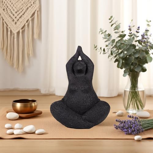 Estatua Yoga Elegante en Resina Negra Nordic Minimalista