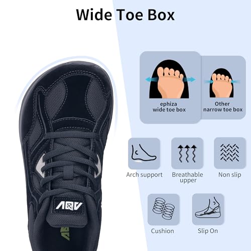 Image of Womens Wide Toe Box Walking Shoes with Arch Support Plantar Fasciitis Tennis Sneakers Orthotic Shoes for Pain Relief