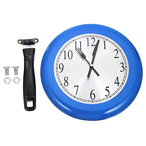 Alipis 1 Juego Reloj de Pared de Cacerola péndulo Reloj de Pared Digital Piscina decoración Pared decoración de Pared Reloj de Modelado de sartén Reloj de Pared de Acero Inoxidable Blue