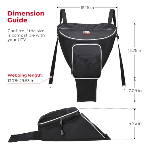 RZR Storage Bag, 1680D High Density kemimoto UTV Cab Pack Center Seat Bag Compatible with Polaris Razor 570 800 S 900 1000 XP 2014-2022