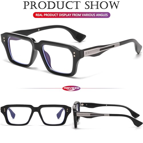 Image of AIEYEZO Fashion Square Blue Light Glasses for Men Women Retro Thick Frame Blue Light Blocking Computer Glasses