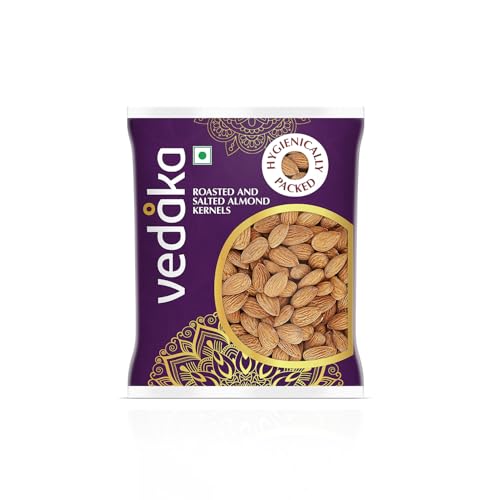 Image of Amazon Brand - Vedaka Roasted & Salted Almonds | 200 g | Lightly Salted California Almonds | Badam | Dry Fruit Snack | Delicious & Crispy
