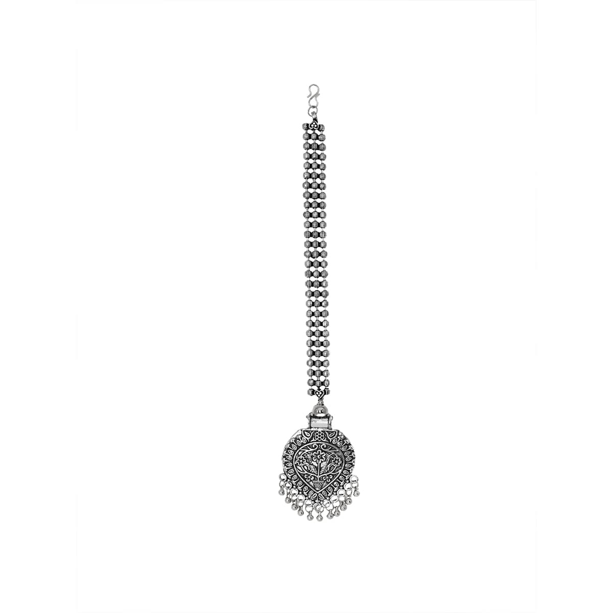 teejh Adeela Silver Oxidised Maang Tika For Women-picture-5