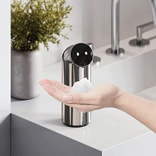 Dispensador automático de jabón, bomba desinfectante de manos de acero inoxidable sin contacto con sensor infrarrojo, USB recargable para uso en cocina y baño