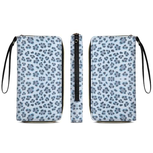 Women's Wallet Long Bifold Women's Clutch Ice Snow Leopard Print Printed Wristlet Wallet 7.8 * 4.1 * 1.4 Inches with Wristlet3