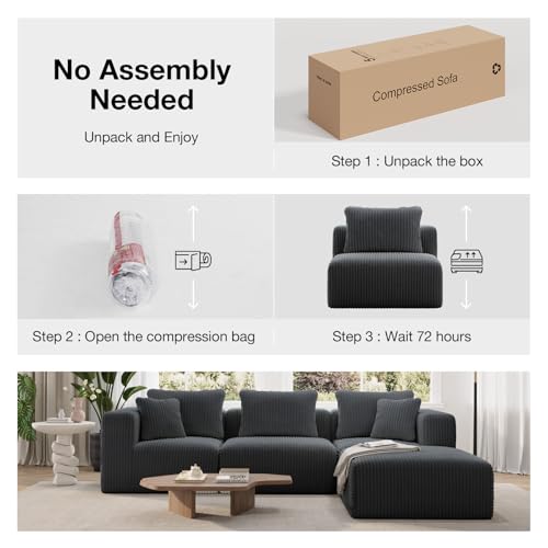 Image of Novilla 177 inch Modular Sectional Sofa, U Shape Extra Large Sectional Couch, Modern Cloud Design with Smarts Coil Support, Boneless Couch for Living Room Apartment, No Assembly Required, Dark Gray