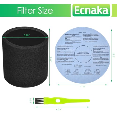 Image of 3 Pack 90585 Foam Sleeve Filter and 3 Pack 90107 /90137 Wet Dry Vac Filter for Most Shop Vac 5 Gallon and Above Vacuum Cleaner,Vf2002 Dry Discs Filters with 3 Retaining Bands,Replace# 9058500, 9010700