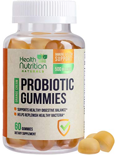 Probiotic Gummies Gentle Daily Digestive Gummy 1 Billion Cfu - Natural Orange Cream Flavored Gut Health Supplement - Best Gas, Bloating and Digestion Support for Men and Women - 60 Gummies