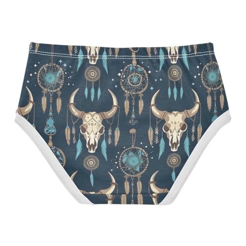 Wusikd Bull Skull Horns Girls' Underwear Cotton Dream Catcher Girls Briefs Soft Toddler Underwear 2T2