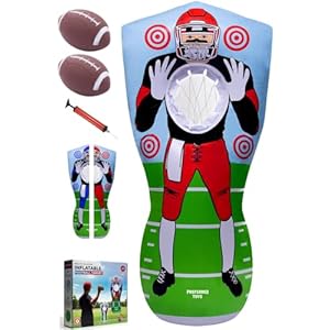 Inflatable Football Target - Double-Sided Toss Football Training Game with Mini Footballs - Fun Kids Throwing Football Games for Indoors, Outdoors, Birthdays, Camping, Beach - 65 Inch Inflatable Football Target Double Sided Toss Football Training Game with Mini Footballs Fun Kids Throwing Football Games for Indoors Outdoors Birthdays Camping Beach 65 Inch