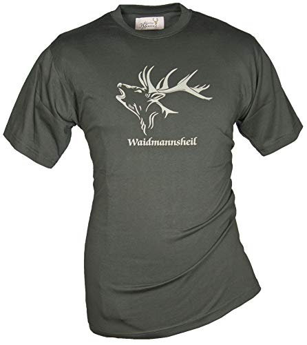 T-shirt chasseur 100% coton col rond Hubertus motif cerf