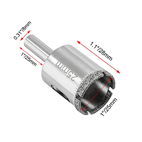 Image of Luomorgo 25mm /1 inch Diamond Hole Saw Diamond Drill Bits, 2Pcs | 1.1 inch Cutting Depth, For Glass Ceramic Marble, For Porcelain Tile Granite, For Quartz Gemstone
