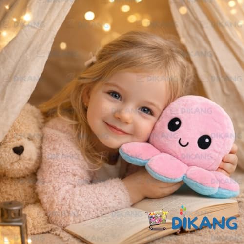 Image of DIKANG Dual Face Octopus Plushies Reversible Soft Toys for Girls | Teddy Bear Gift Stuffed Toys for Kids | Cute Trendy Toys Gifts for Girls | Birthday Gifts /Valentines Day /Anniversary (Octopus Toy)