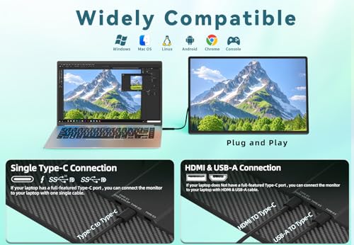 Image of 2.5K Portable Monitor for Laptop - 16 inch QHD Laptop Screen Extender 120% sRGB Wide Color HDR HDMI USB C Travel External Display with Kickstand Gaming Monitor for Computer PC Phone Game Console