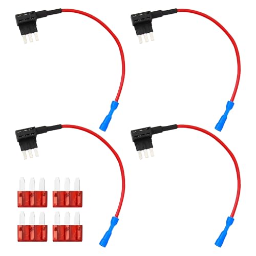 Micro 3 Fuse Tap Add-a-Circuit Adapter (4-Pack) – Expandable Blade Style 12V Fuse Holders for Underglow Lights, Interior LEDs & Car Accessories – Includes 10A Fuses for Easy Installation
