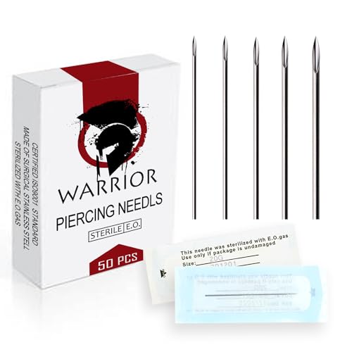 WARRIOR Agujas americanas para herramientas de perforación desechables Perforación corporal profesional (STRAIGHT-16G)