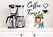 4eN Coffee Time Modern Wall Art & Sign Set - Wooden MDF, 4 Pieces for Kitchen & Cafe